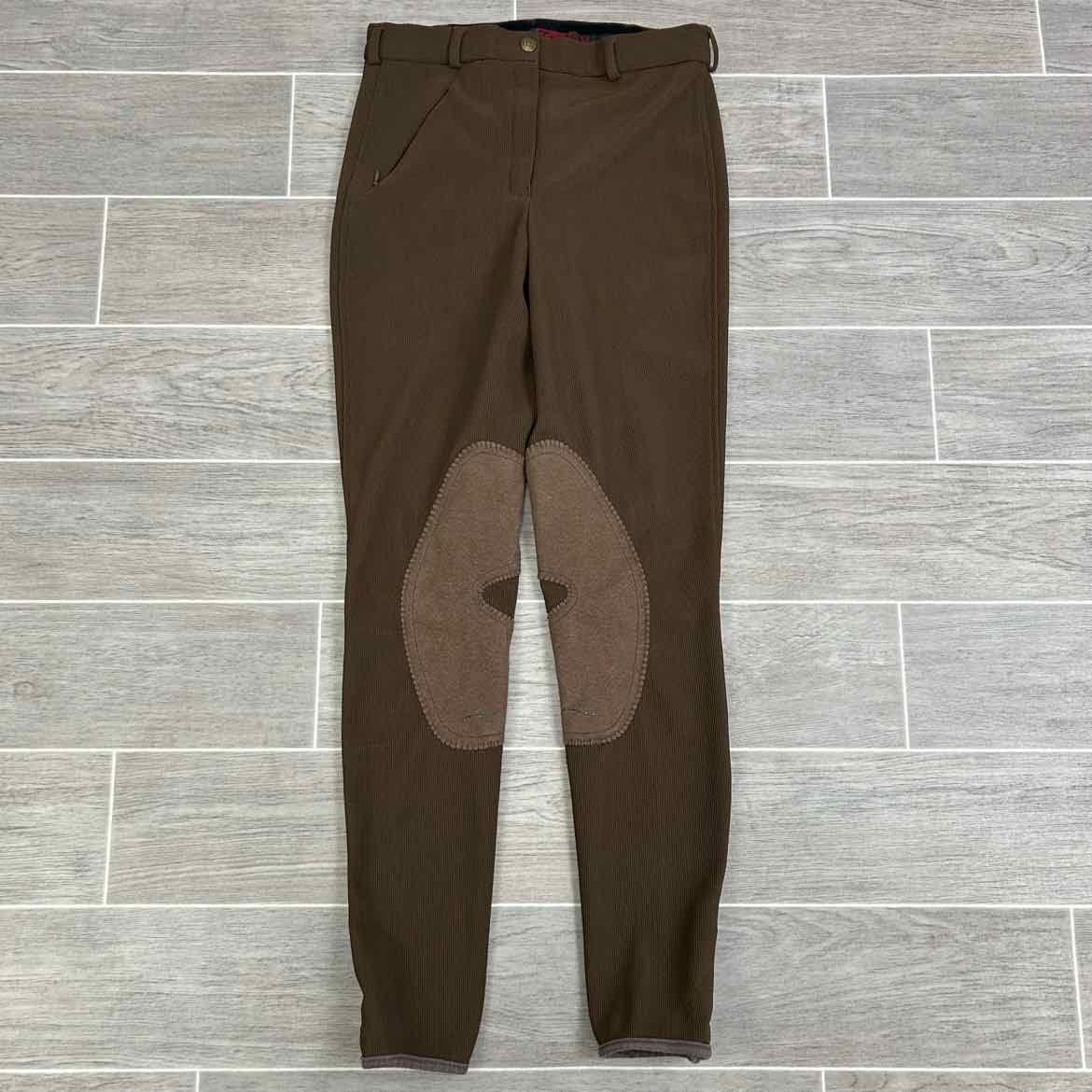 TuffRider Ribbed Knee Patch Breeches, Chocolate, Women's 26 L