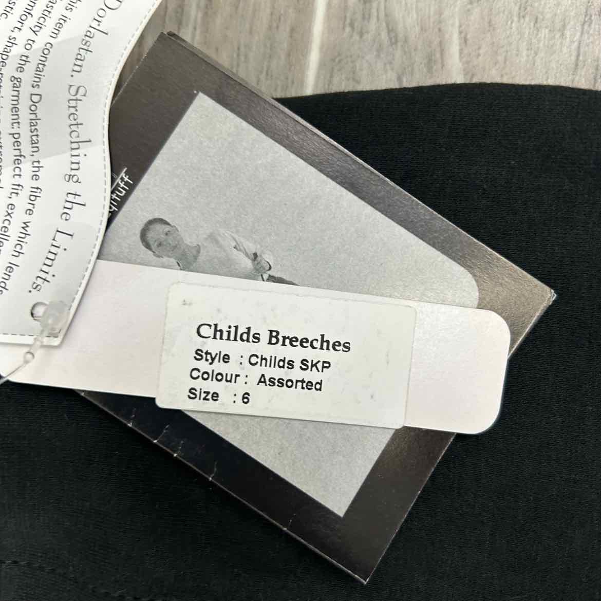 Eqituff Children's Knee Patch Breeches, Black, Size 6, Brand New