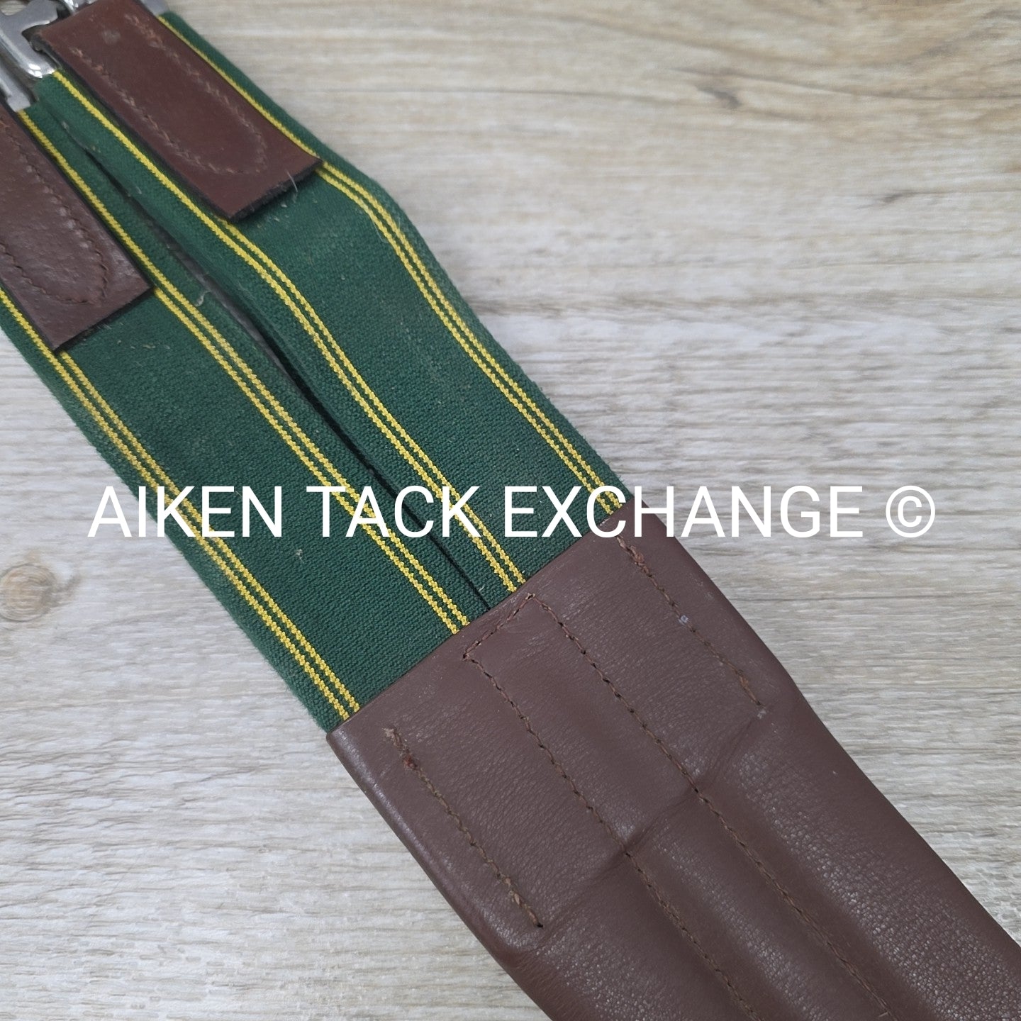 Leather Girth with Single End Elastic, Brown, 40"
