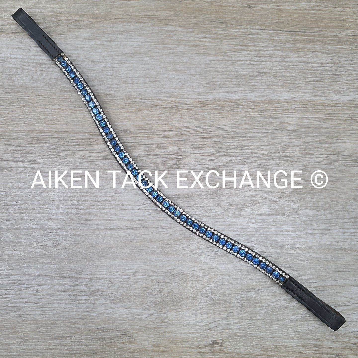 Curved Bling Browband, Black, Size Full