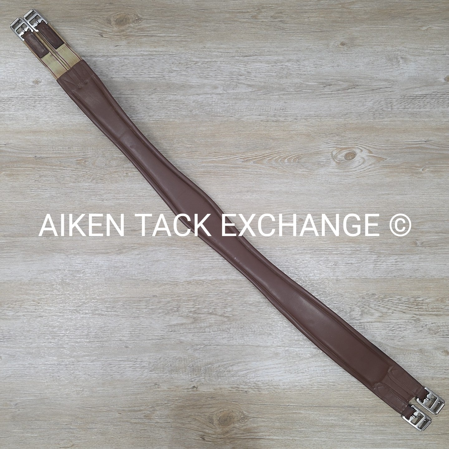Leather Girth with Single End Elastic, Brown, 52"