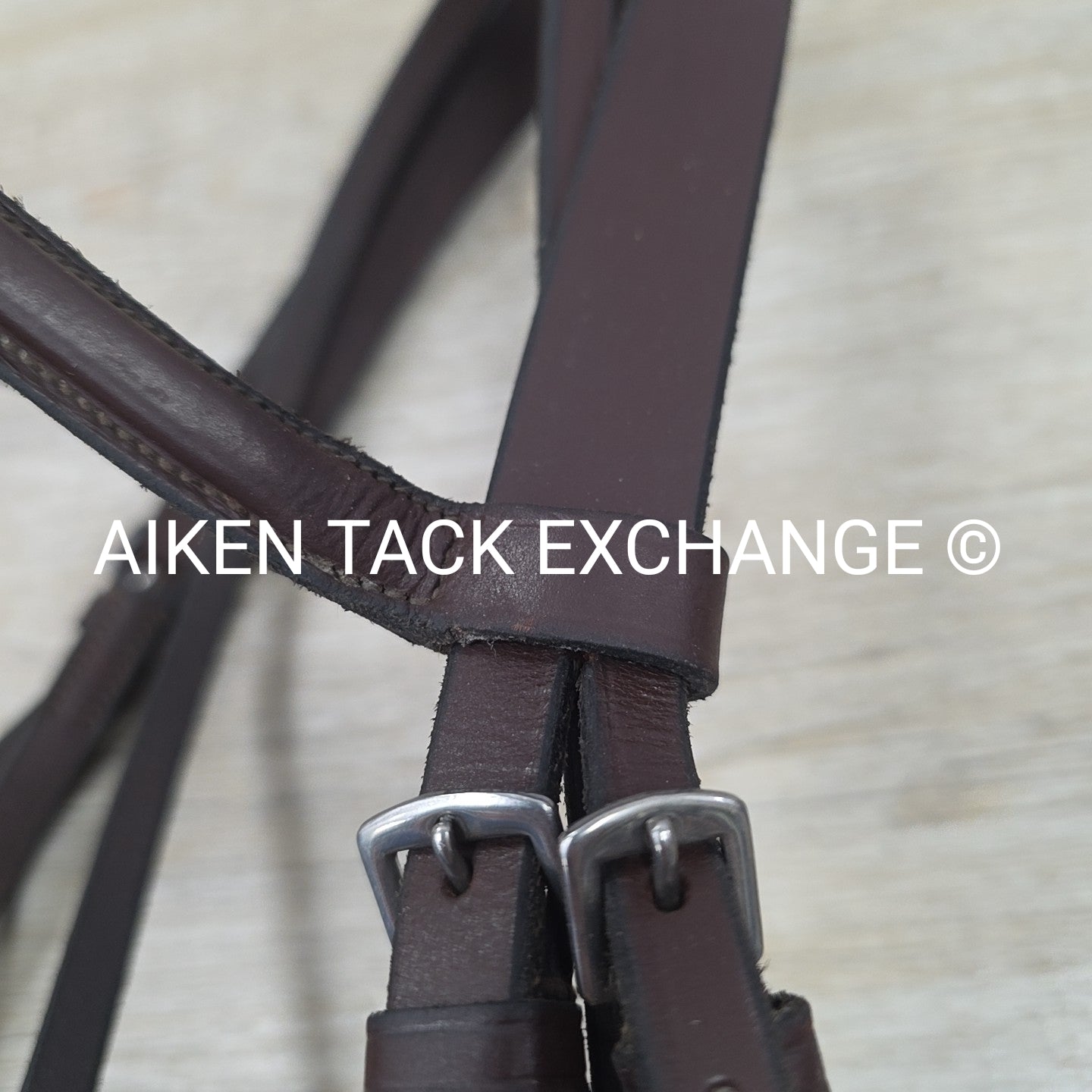Plain Square Raised Bridle with Matching Laced Reins, Brown, Size Full