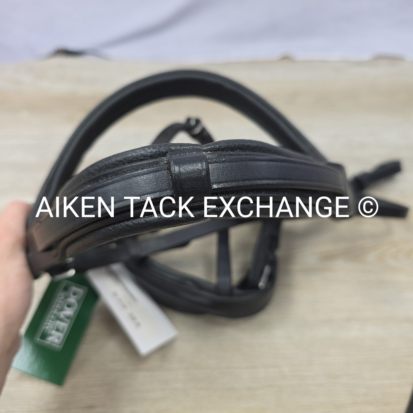 Dover Saddlery Flash Dressage Bridle with Rubber Web Reins, Black, Size Full