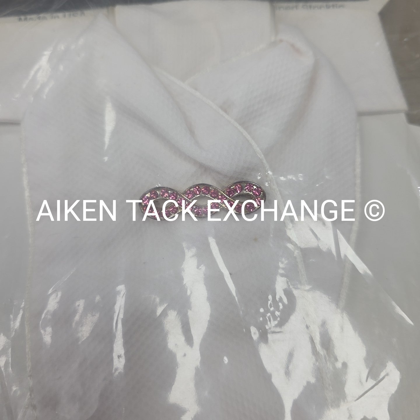 Truitt Jane Piped Stock Tie w/ Crystal Pin, Size Small