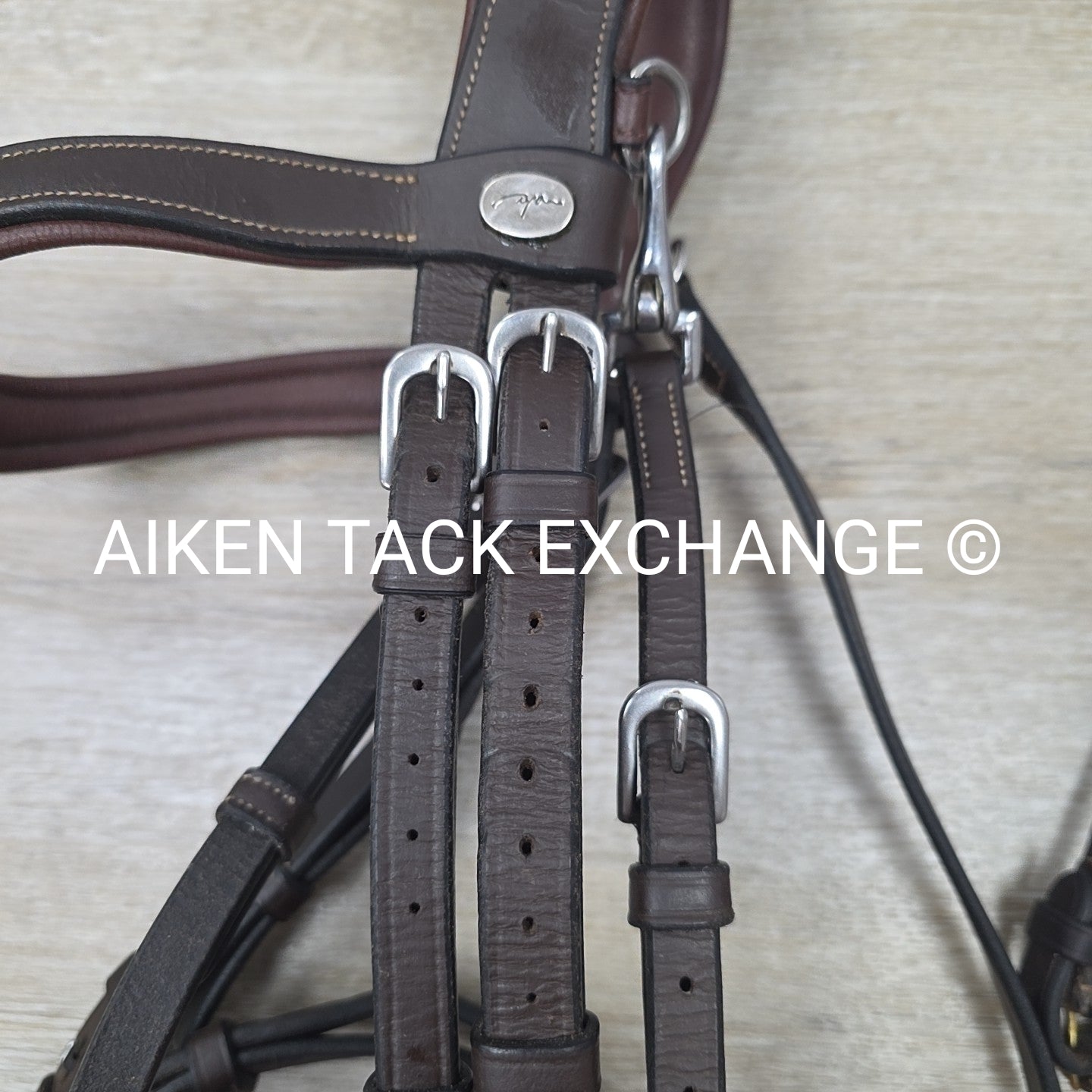 Dy'on Flash Noseband Bridle and Snap Hook with Matching Rubber Reins, Brown, Siz