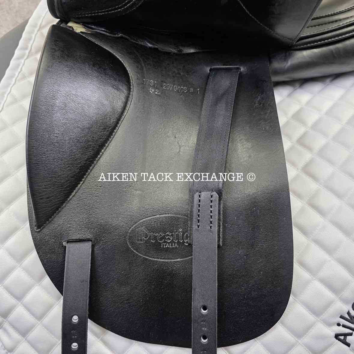 2008 Prestige Galileo Dressage Saddle, 17" Seat, 34 Tree - MW, Wool Flocked Panels
