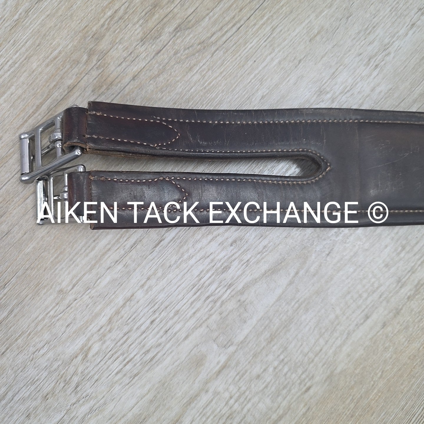 SmartPak Fancy Stitch Girth with Elastic on One Side, Brown, 48"
