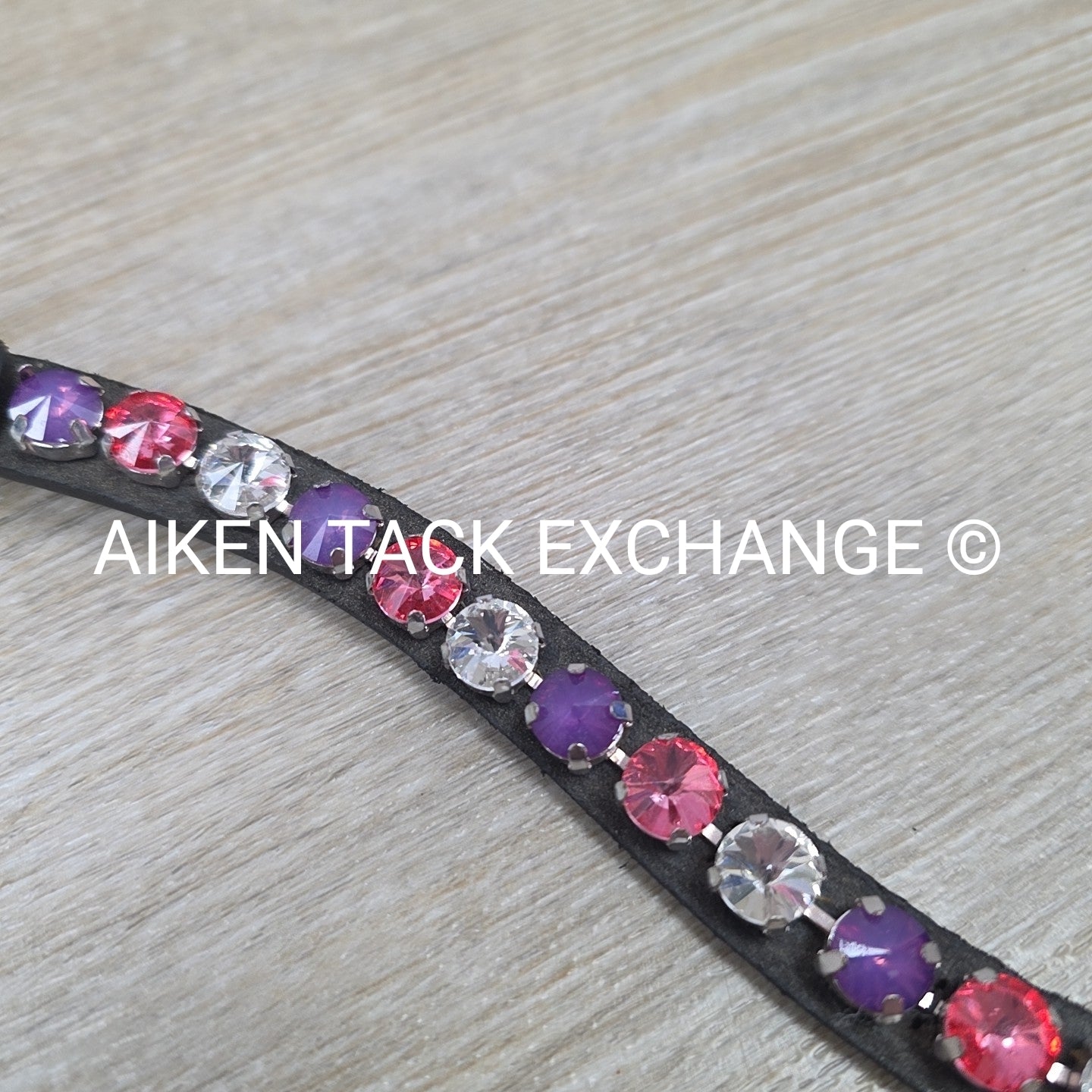 HKM Cherry Browband, Black with Pink, Purple, & Clear, Size Full