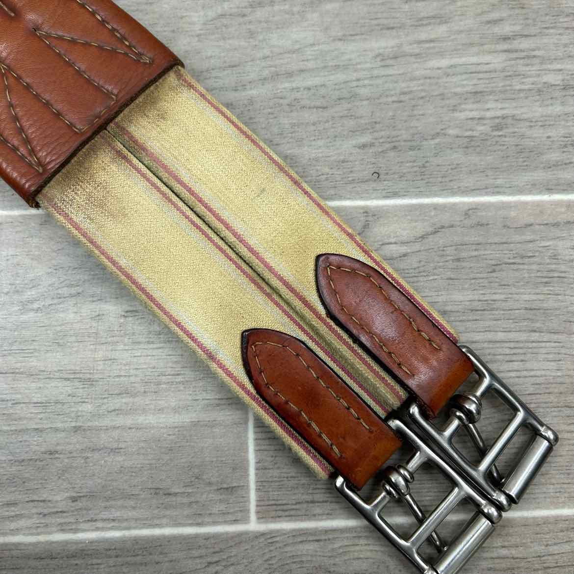 Edgewood Fancy Stitched Girth with Double End Elastic, Brown, 56"