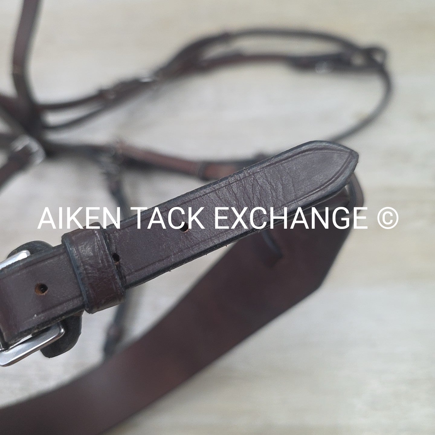 Monocrown Flat Hunt Bridle, No Reins, Brown, Oversize