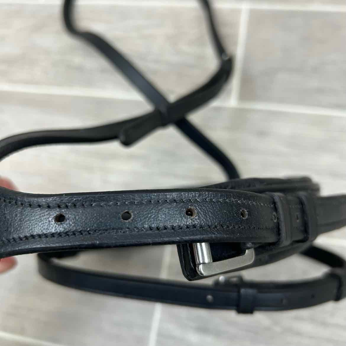 Padded Plain Rashed Flash Noseband, Black & Silver, Oversize