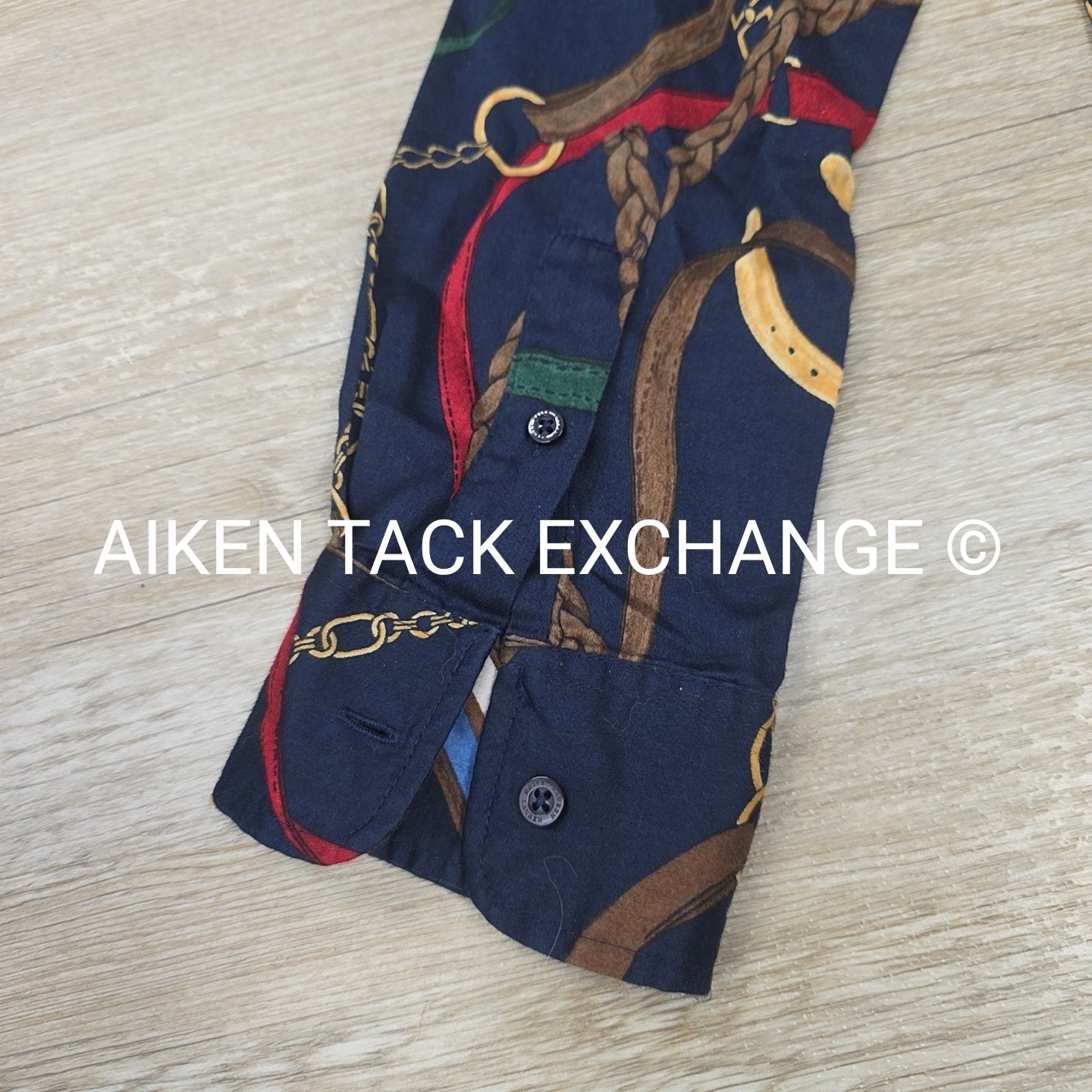 Lauren by Ralph Lauren Equestrian Print Long Sleeve Top, Size Medium