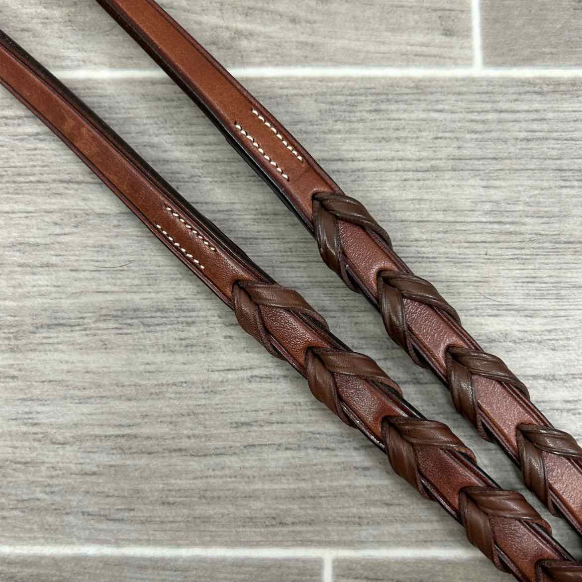 Harmohn Kraft Flat Laced Reins, Brown, 1/2" x 50", Brand New