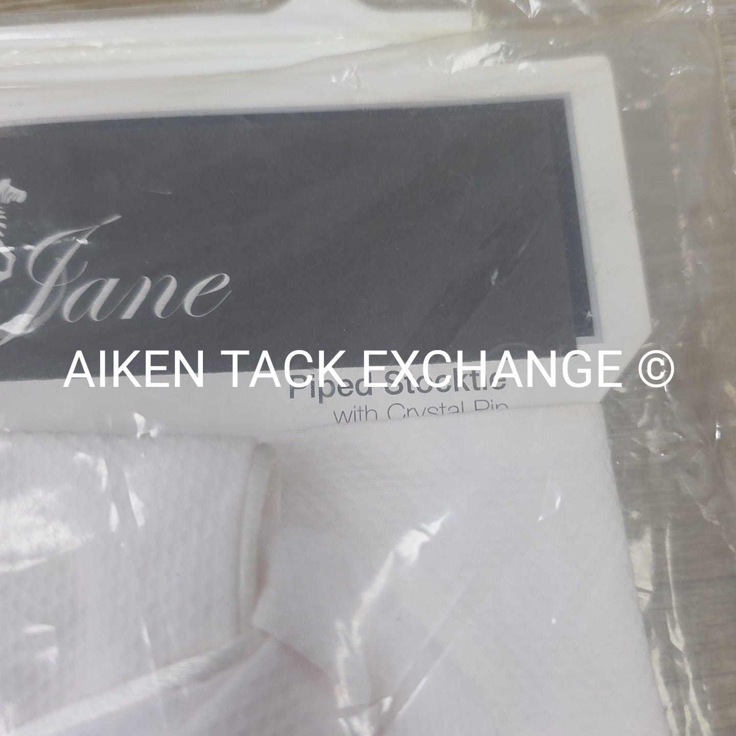 Truitt Jane Piped Stock Tie w/ Crystal Pin, Size Small