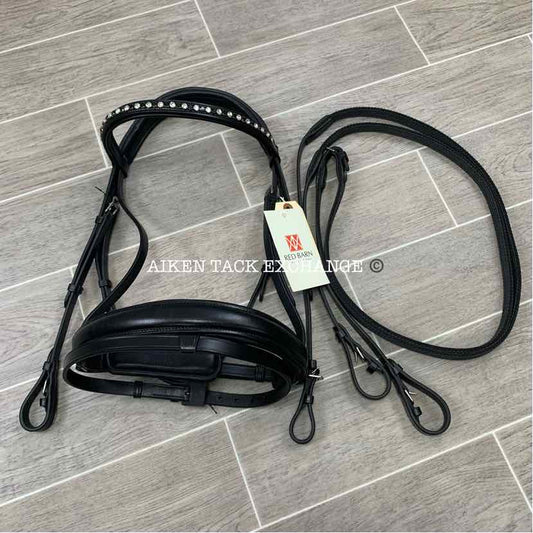 KL Select Red Barn Cadence Flash Dressage Bridle w/ Reins, Brand New, Size Full
