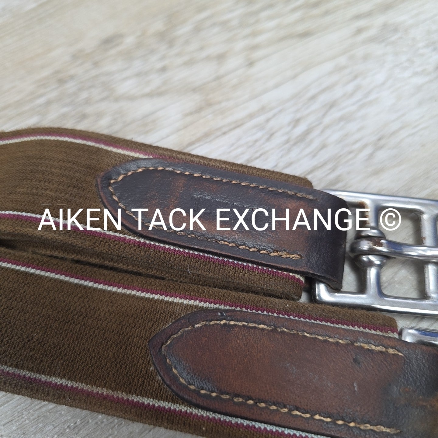 Leather Girth with Single End Elastic, Brown, 40"