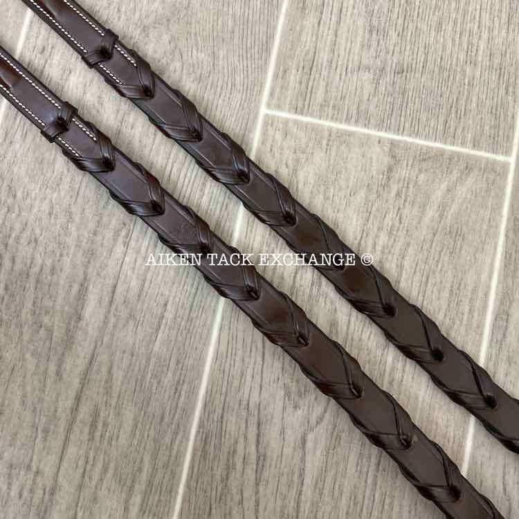 KL Select Red Barn Raised Fancy Stitch Laced Reins 54" Like-New