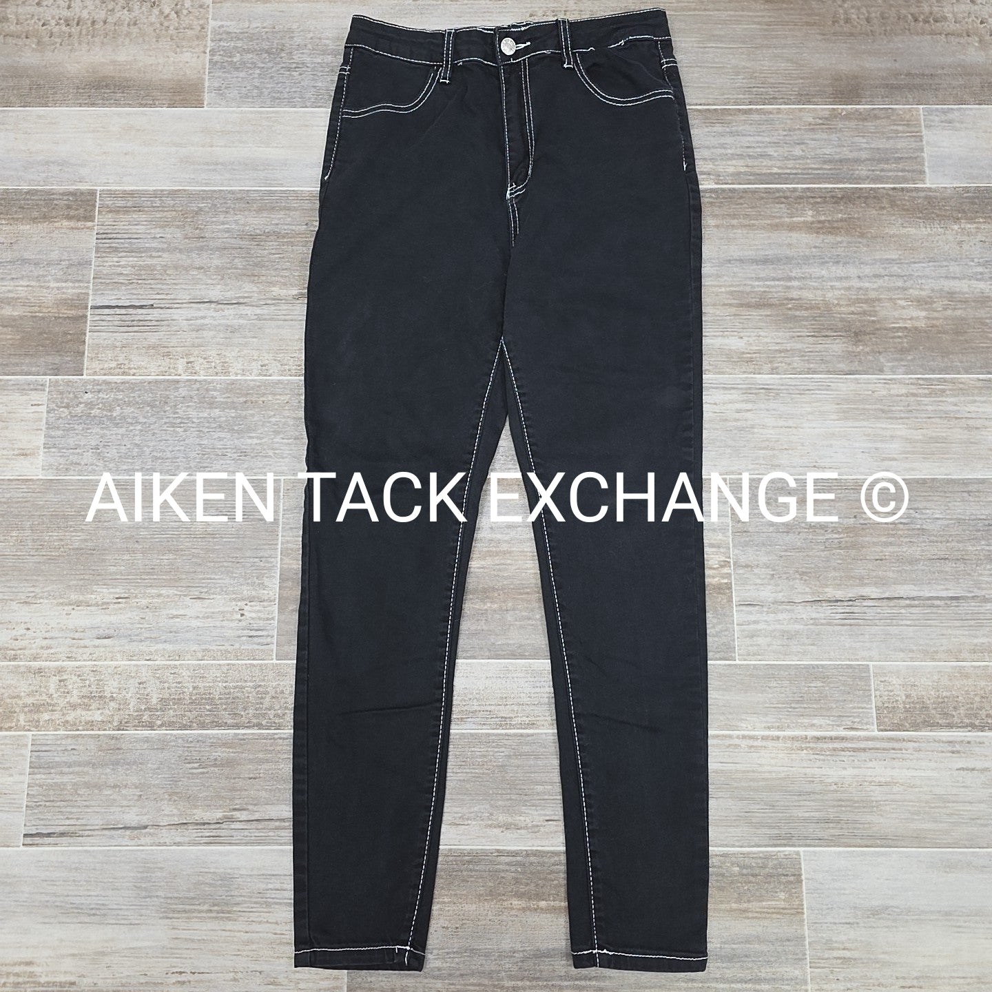 White Stitched Stretchy Jeans, Women's Medium