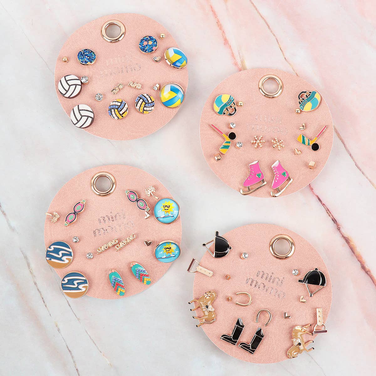 Winter Sports Ice Hockey Skating Earrings Assorted Set: 8 Pairs