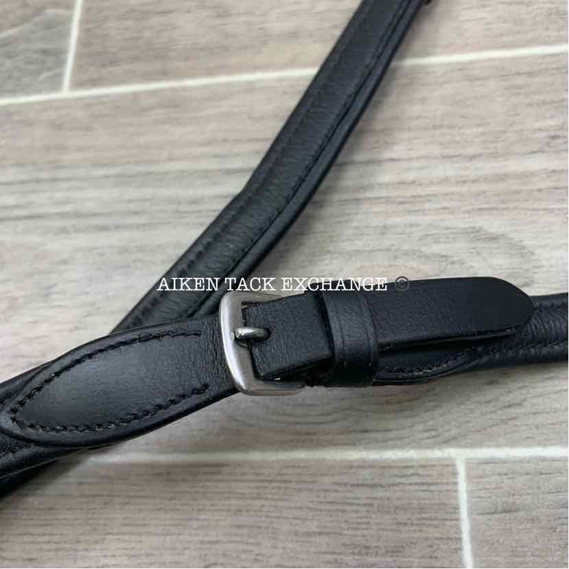 Leather Reins with Hand Stops & Hook Stud Ends, Black, 60"