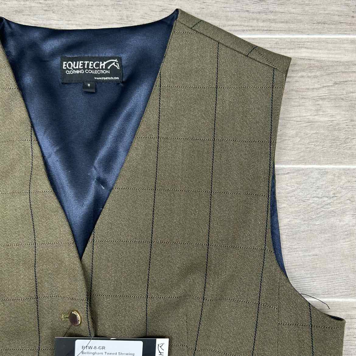 Equetech Bellingham Tweed Waistcoat Vest, Size 8