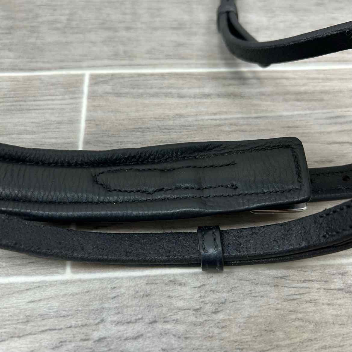 Padded Plain Rashed Flash Noseband, Black & Silver, Oversize