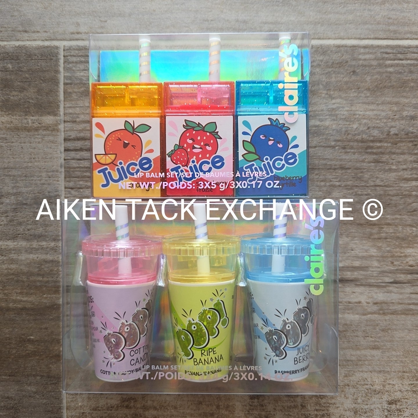 Claire's Lip Balm Sets (2) - 3 Count Per Each Set (6 Total)