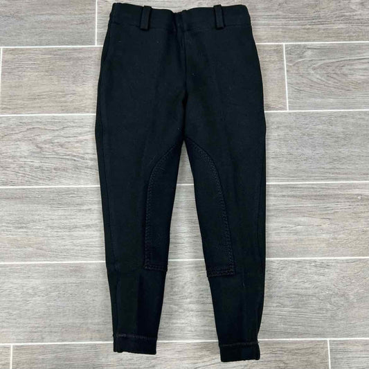 Eqituff Children's Pull On Knee Patch Breeches, Black, Size 4, Brand New