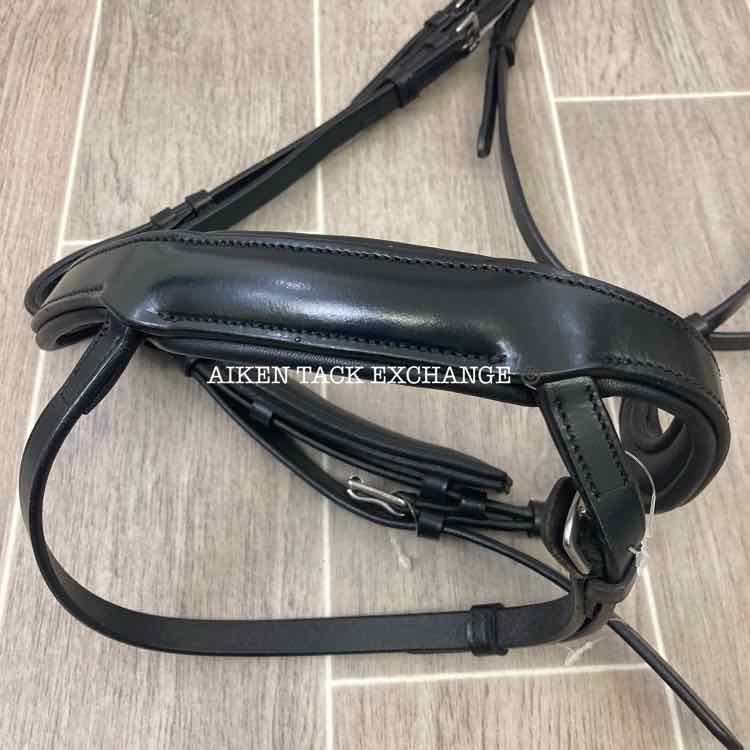 KL Select Red Barn Arena Ergonomic Bridle with Flash Crank Noseband, Black, Size Full, Comes with Matching Reins, Brand New