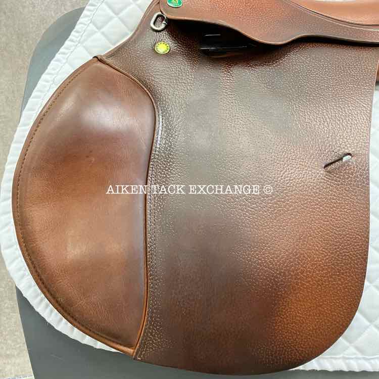 2001 Prestige Hippos Red Fox Close Contact Jump Saddle, 18" Seat, 33 Tree - Medium (Adjustable), Wool Flocked Panels