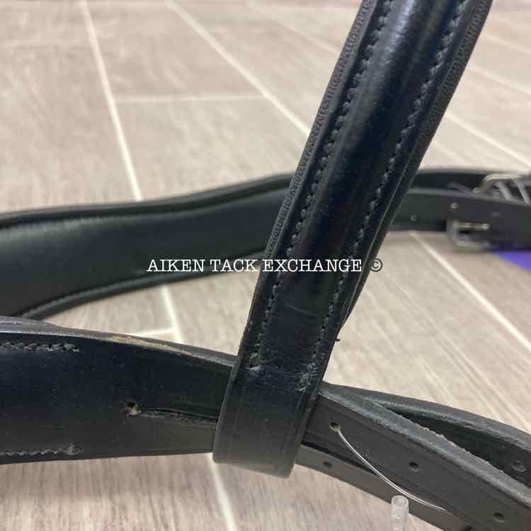 KL Select Red Barn Arena Ergonomic Bridle with Flash Crank Noseband, Black, Size Full, Comes with Matching Reins, Brand New