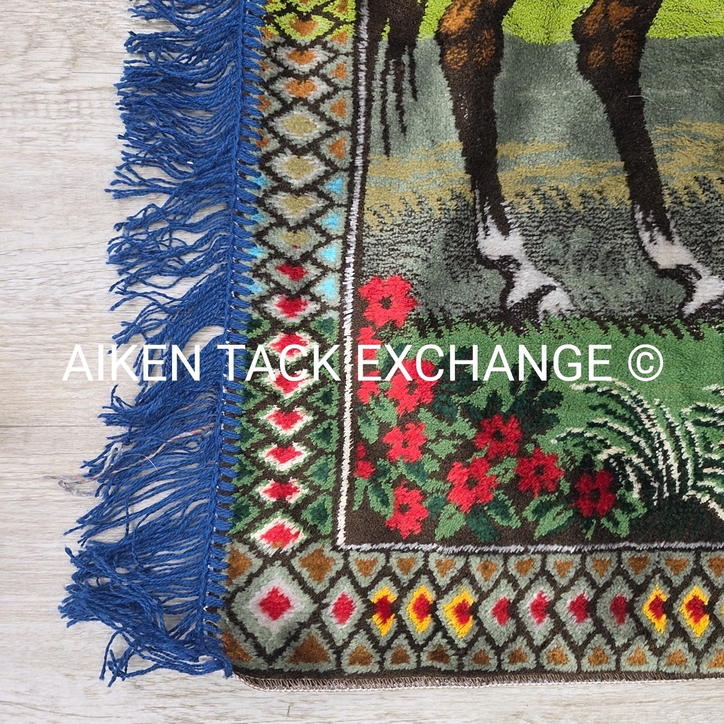 Vintage P & C Woven Velvet Tapestry w/ Horse Scene