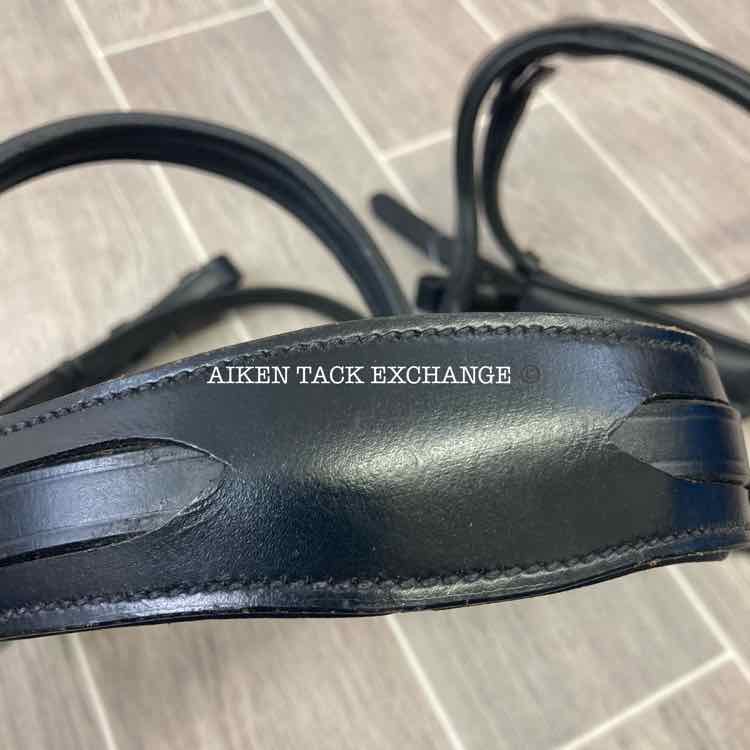 KL Select Red Barn Arena Ergonomic Bridle with Flash Crank Noseband, Black, Size Full, Comes with Matching Reins, Brand New