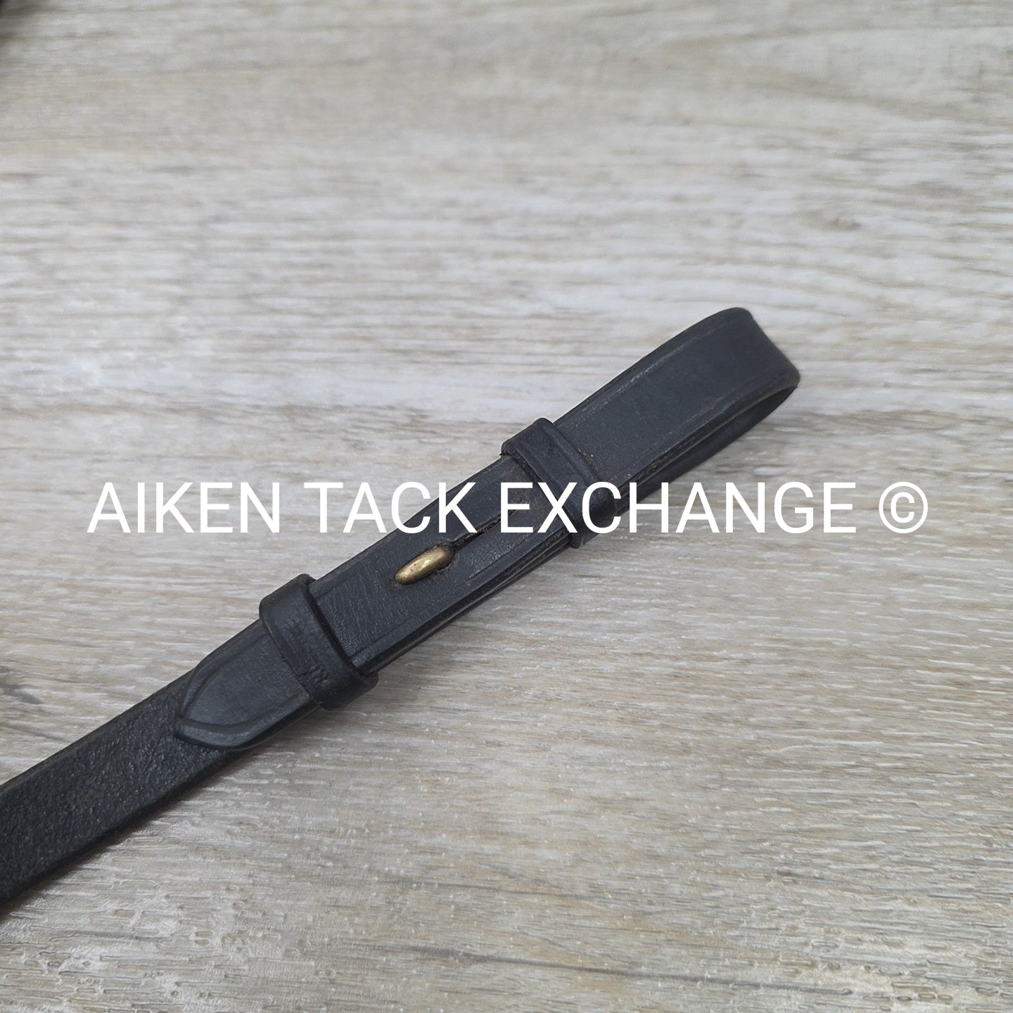 Kieffer Flat Leather Reins, Black & Brass, 60"