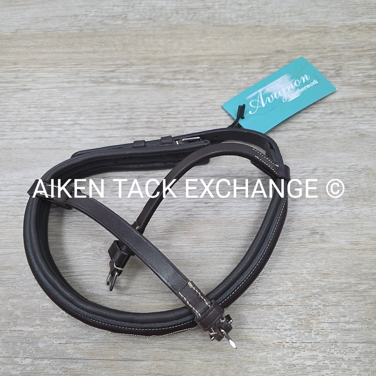 Shires Avignon Fancy Stitch Noseband for Monocrown Bridle, Brown, Size Cob