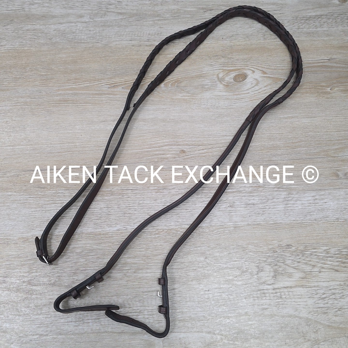 Plain Square Raised Bridle with Matching Laced Reins, Brown, Size Full