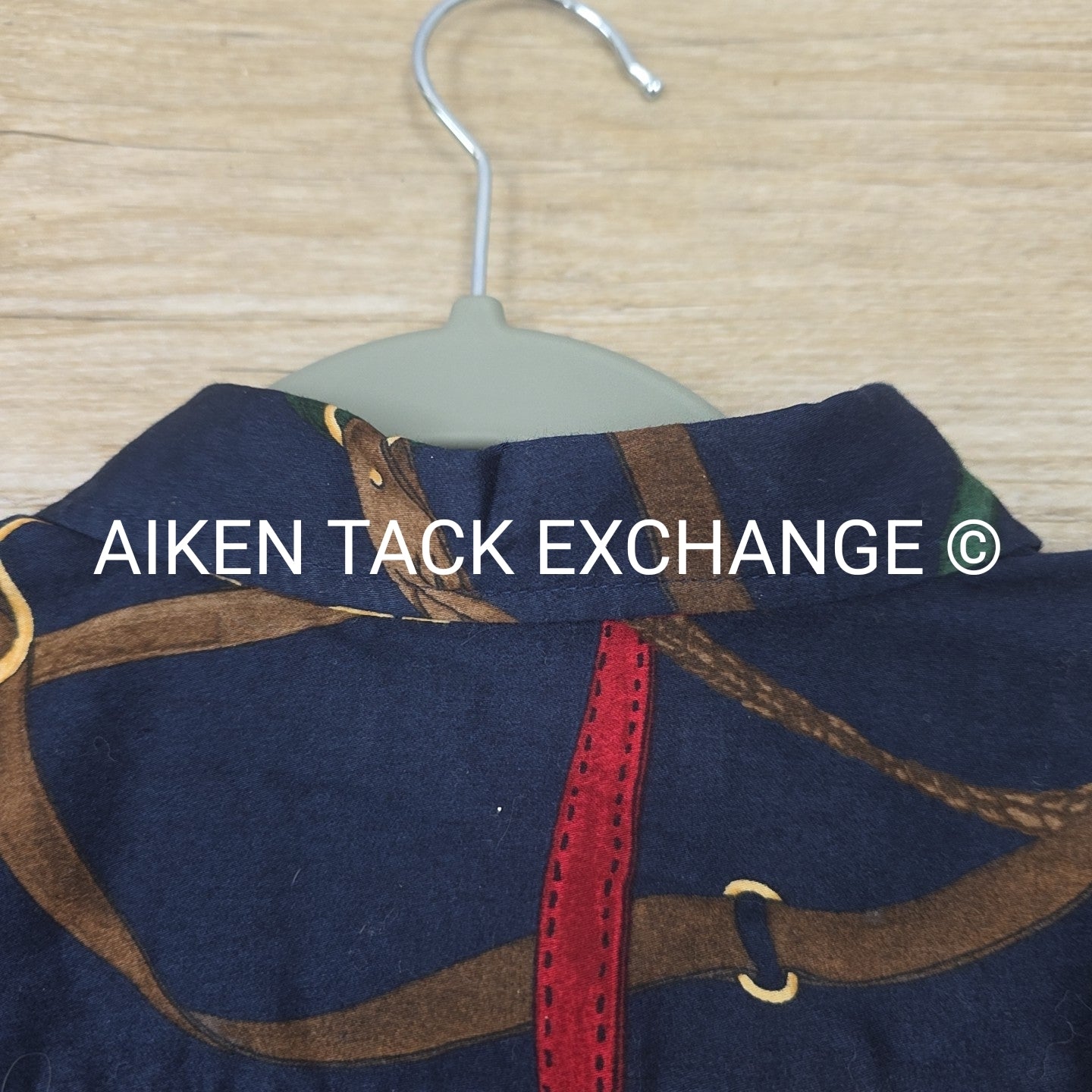 Lauren by Ralph Lauren Equestrian Print Long Sleeve Top, Size Medium