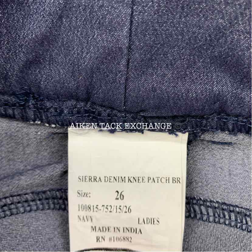 TuffRider Sierra Denim Knee Patch Breeches, Size 26