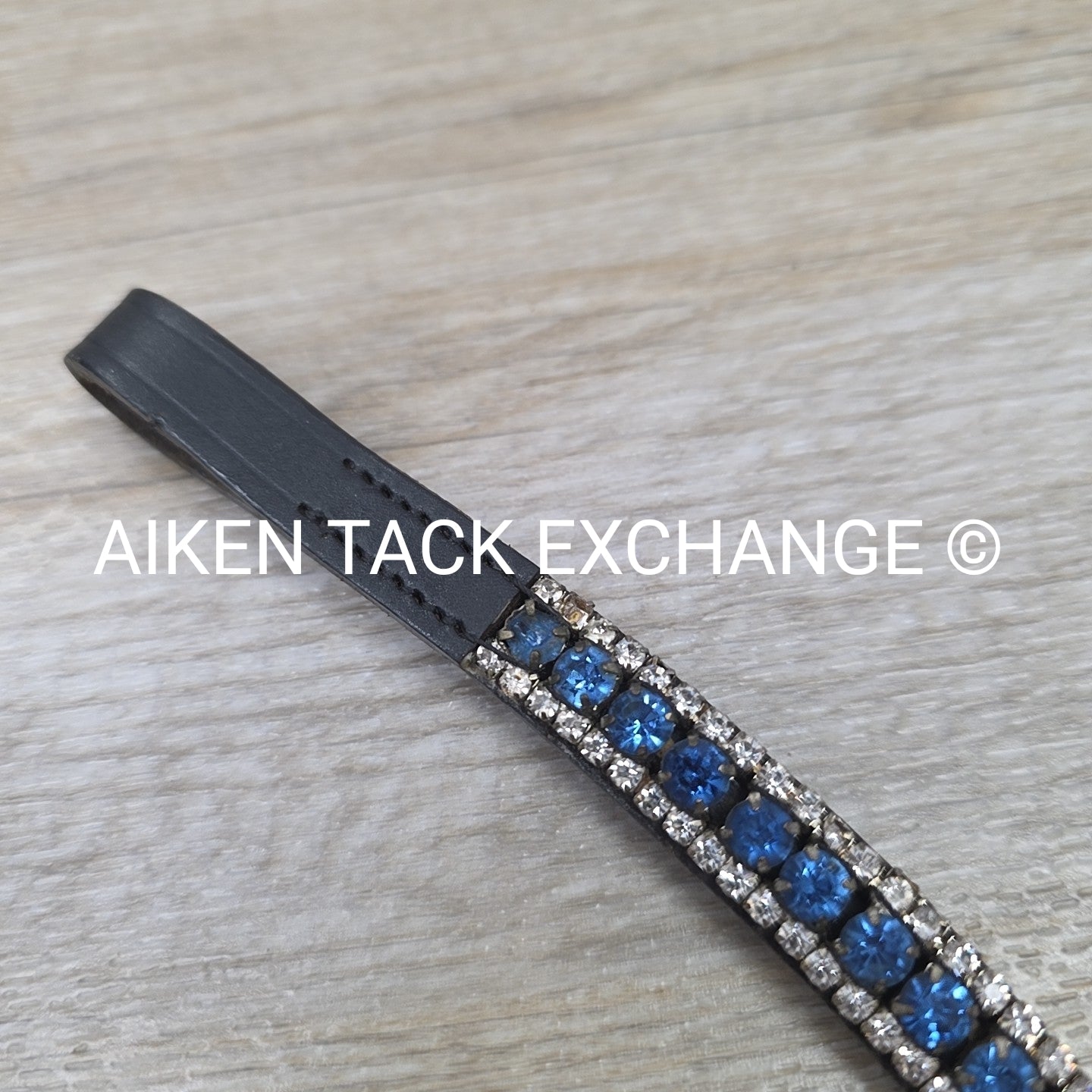 Curved Bling Browband, Black, Size Full