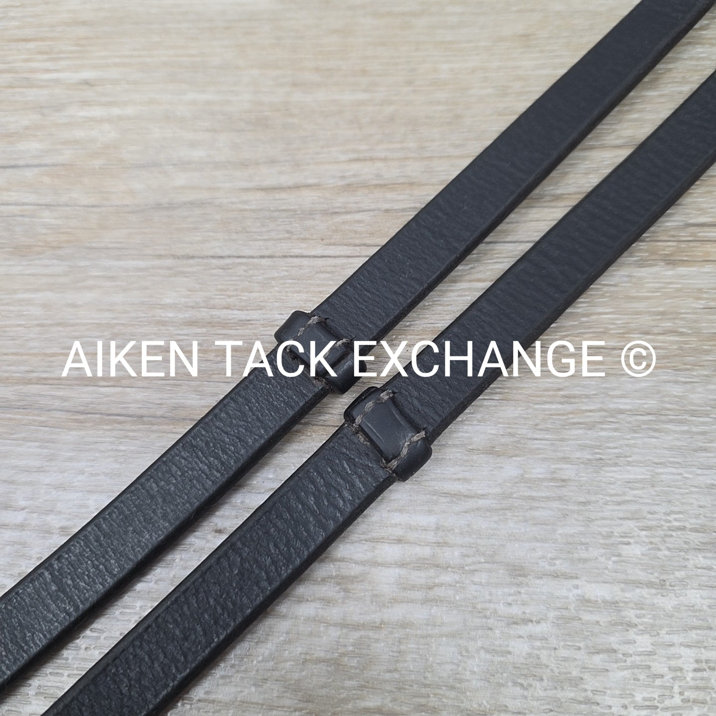 Leather Reins with Hand Grips, Black, 58"