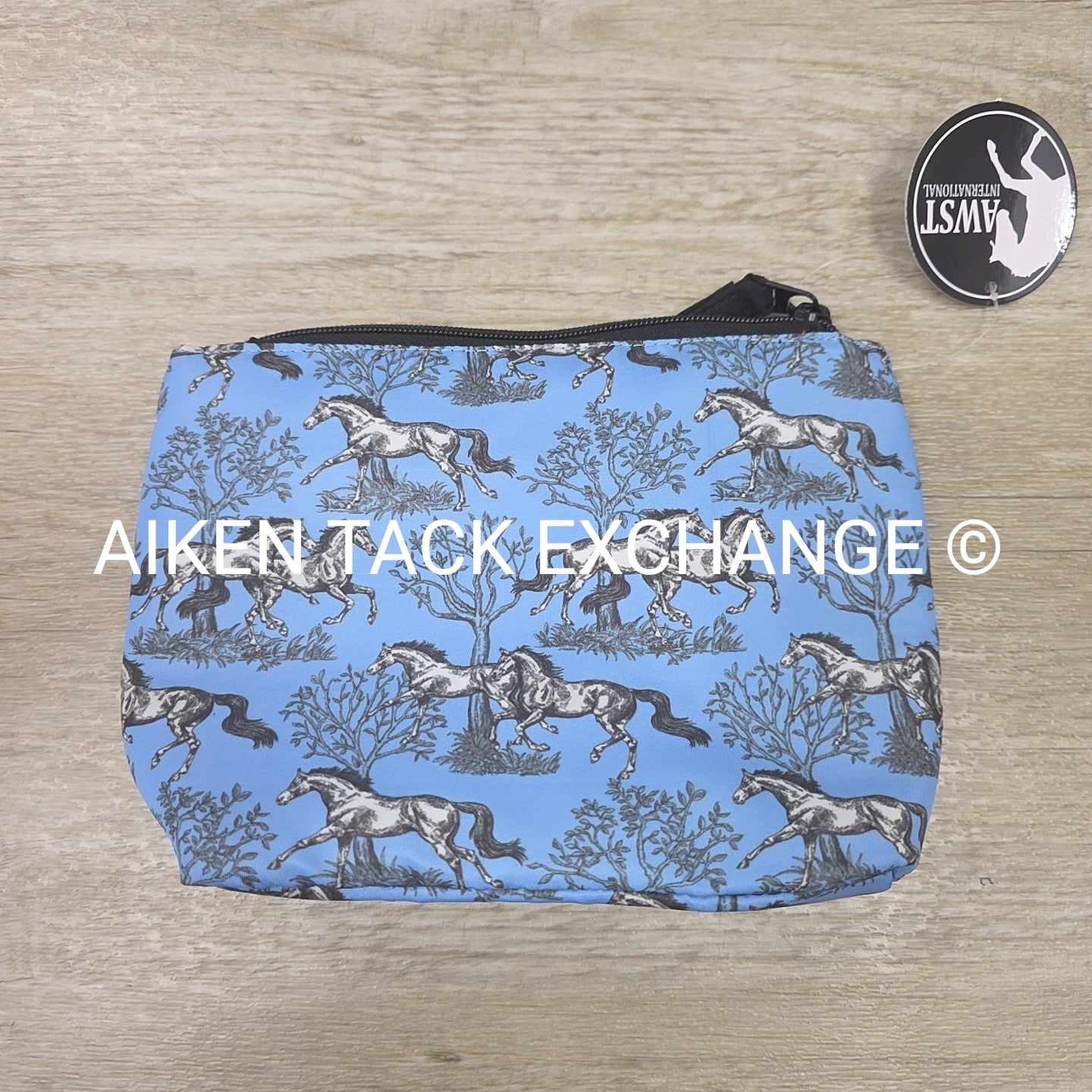 AWST Int'l Lila Blue Toile Accessory Bag with Wristlet