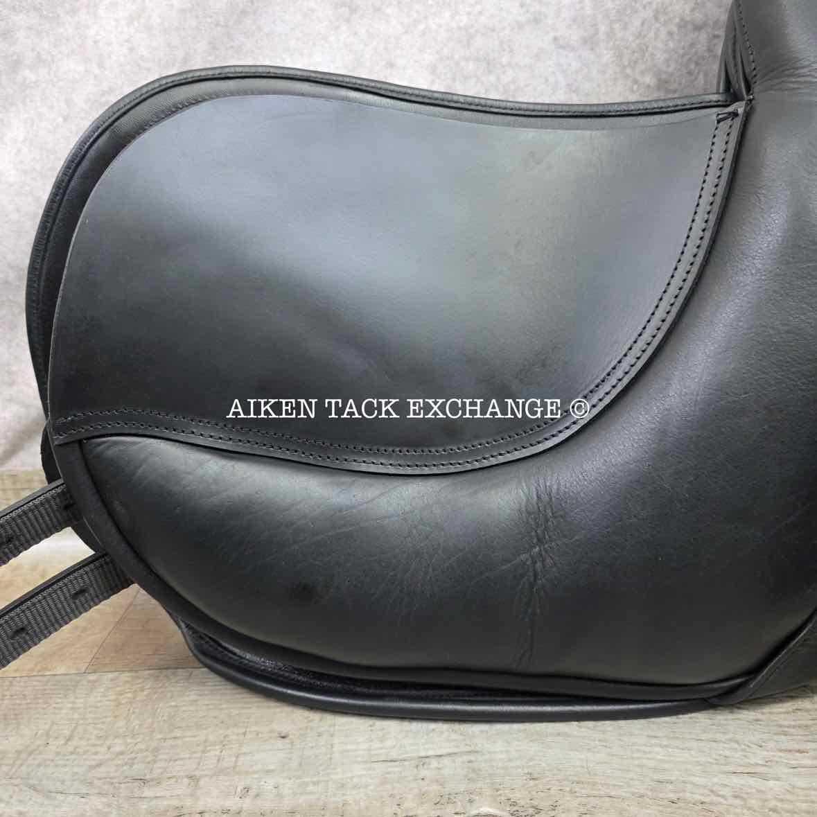 English Dressage Saddle, 17" Seat, Short Flap, Wide Tree, Wool Flocked Panels