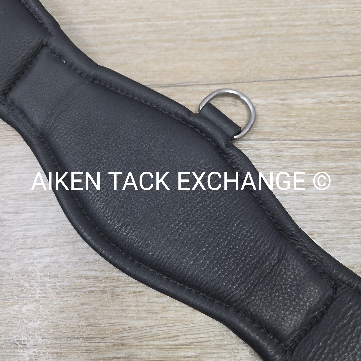 Padded Leather Contour Dressage Girth with Double End Elastic, Black, 20"
