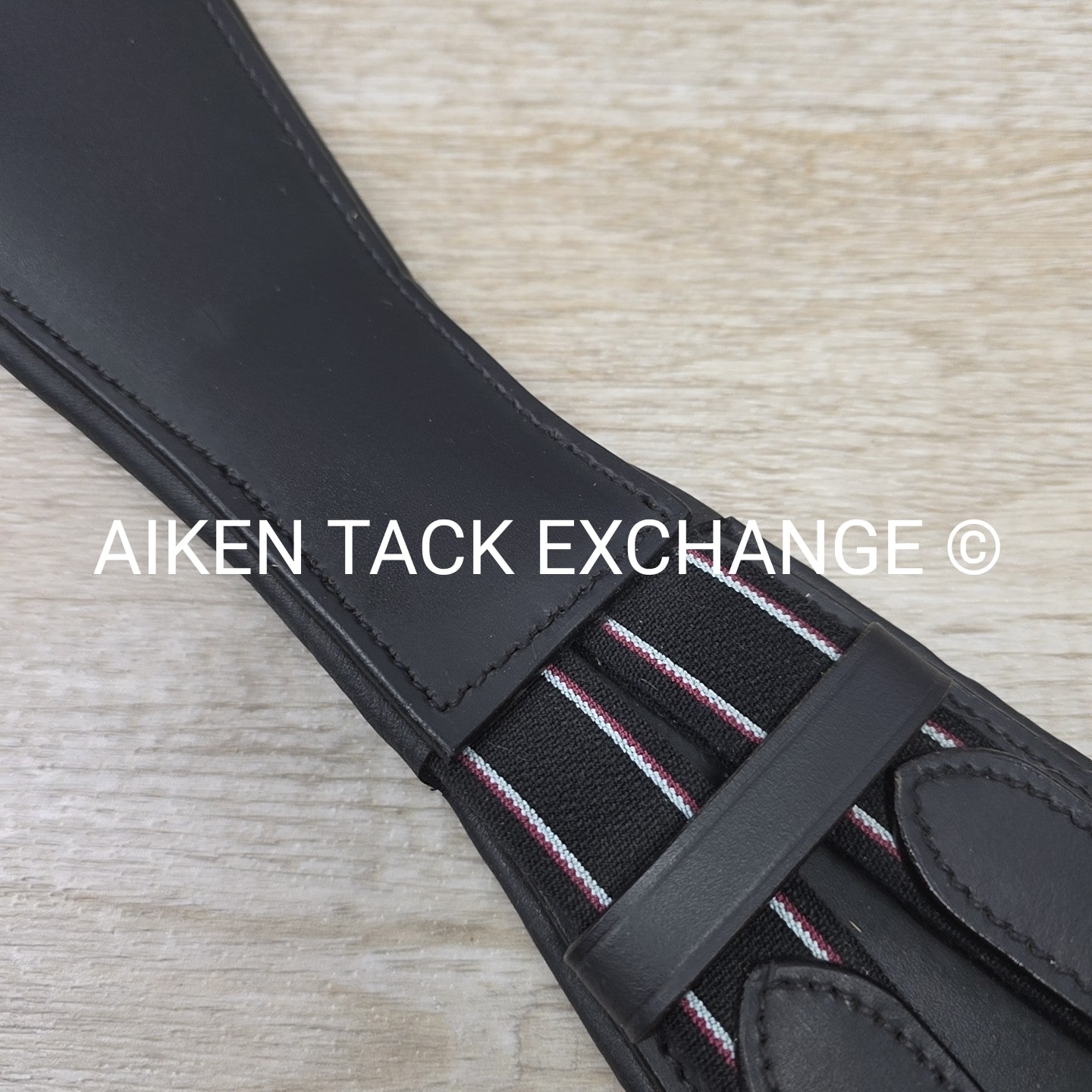Padded Leather Contour Dressage Girth with Double End Elastic, Black, 32"