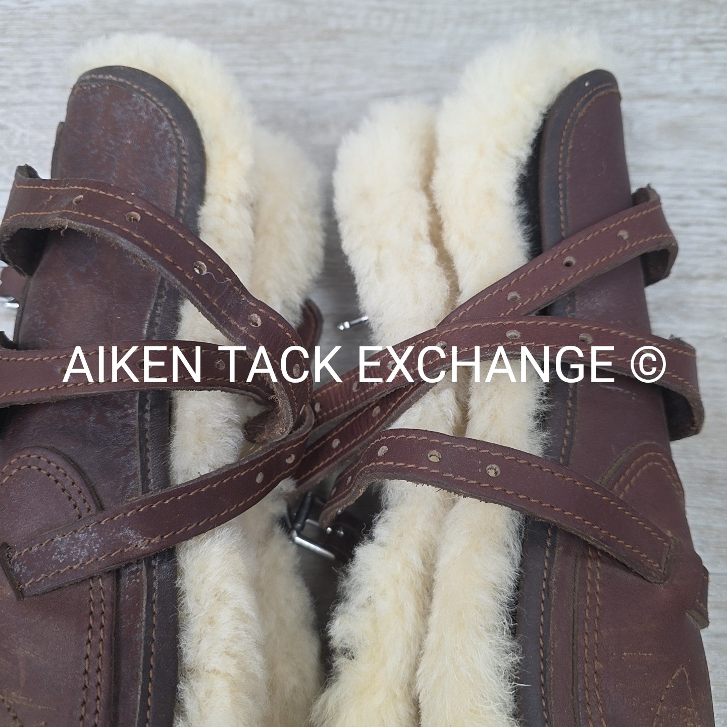 Dover Saddlery Leather Open Front Sheepskin Lined Boots, Size Medium