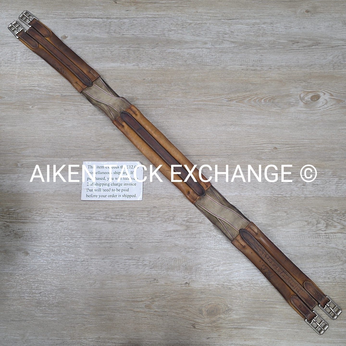 Mortack Girth with Double Elastic, Brown, 46"