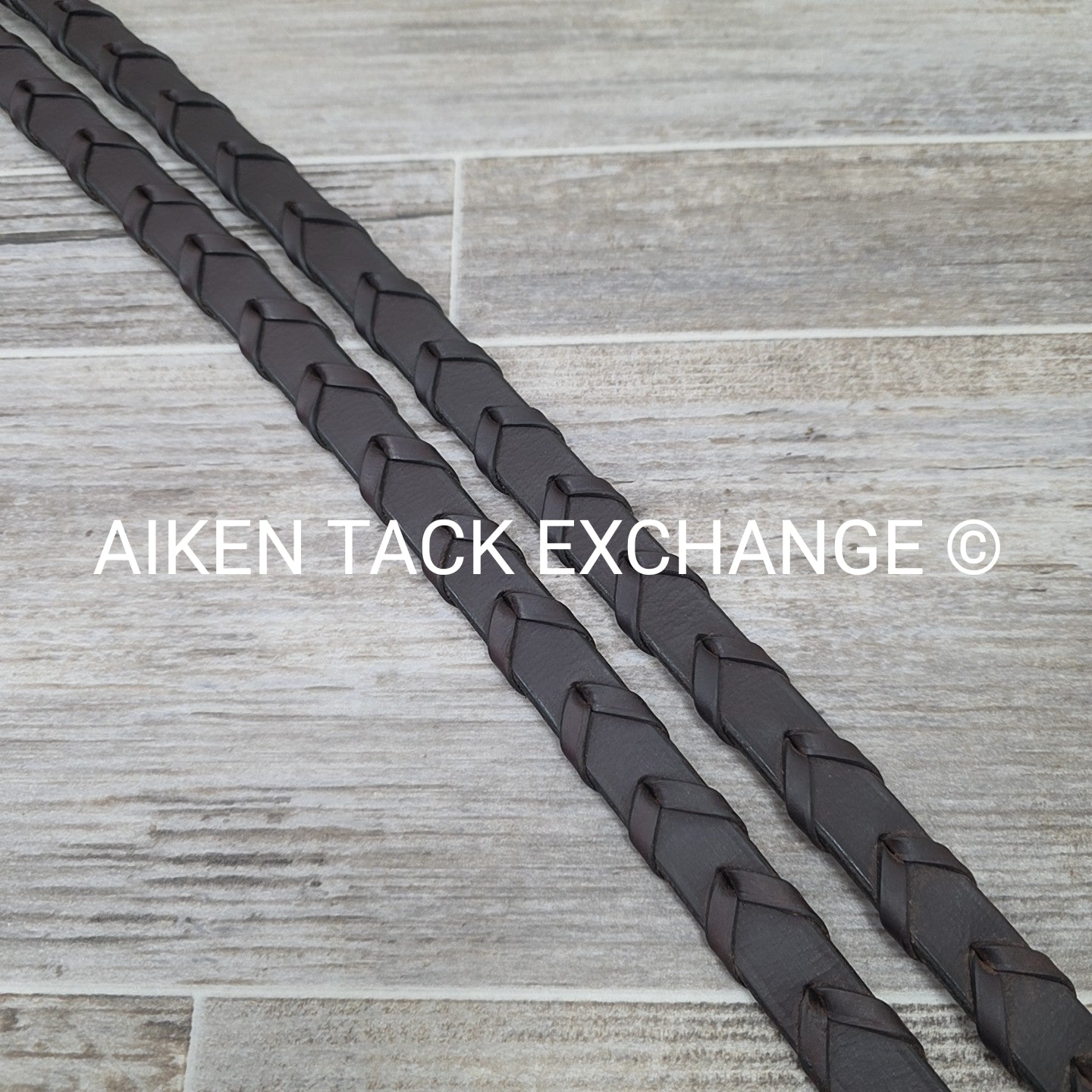 Flat Laced Reins, Brown, 62"