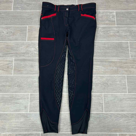 KL Select USG "IDA Smart" Silicone Grip Full Seat Breeches, Size 30