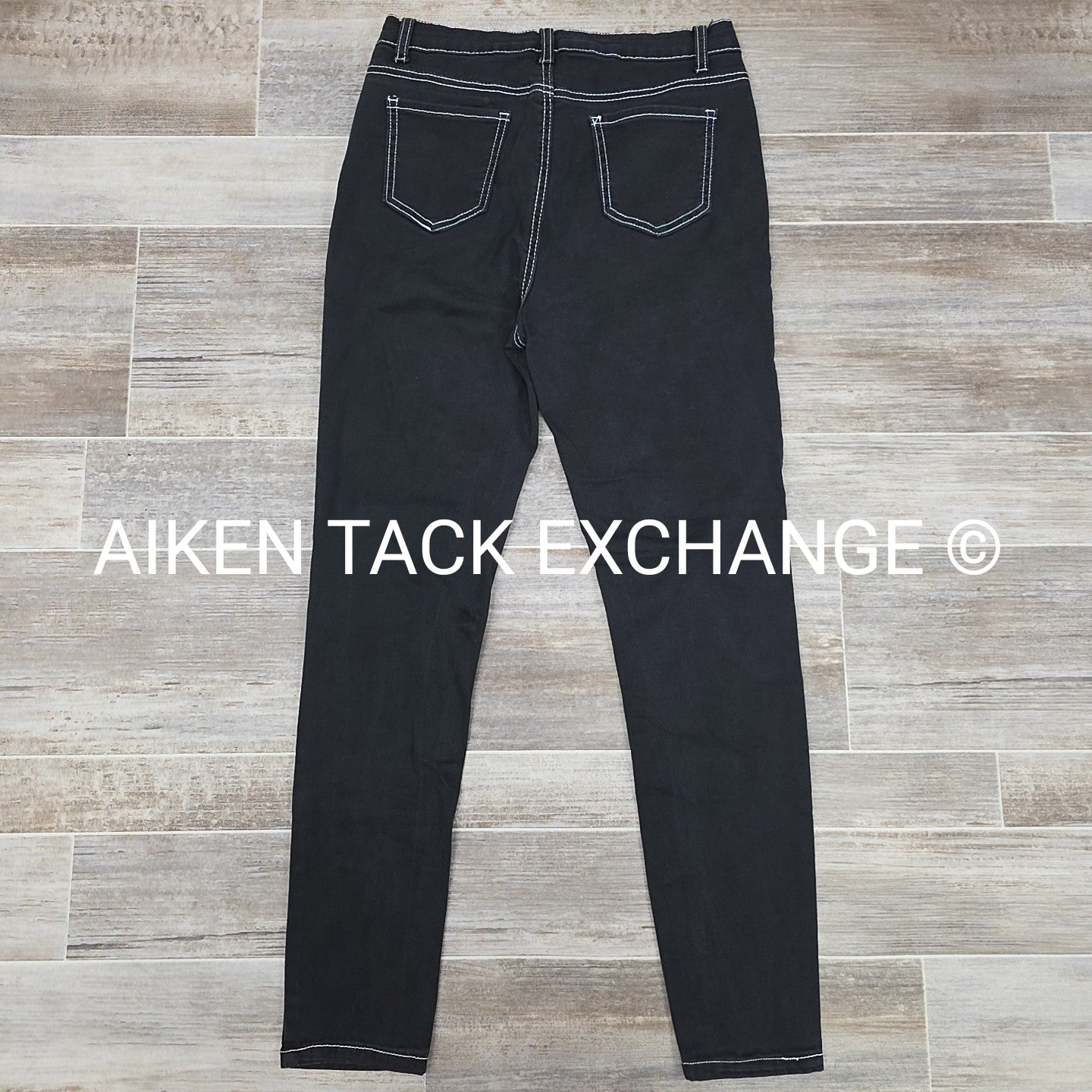 White Stitched Stretchy Jeans, Women's Medium