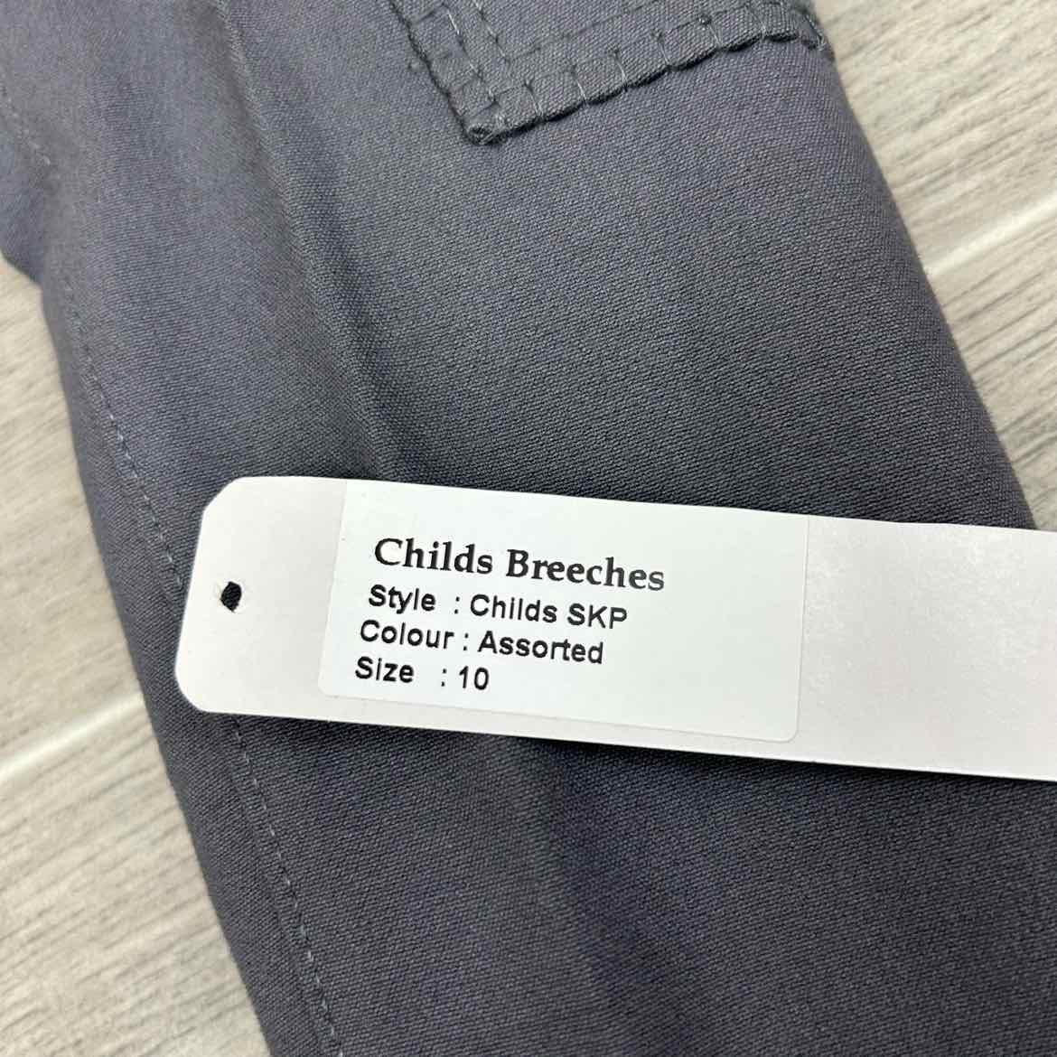 Eqituff Children's Knee Patch Breeches, Grey, Size 10, Brand New